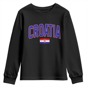 Croatia Flag Youth Sweatshirt Vintage Hrvatska Flag Zagreb Croatian Jersey Retro