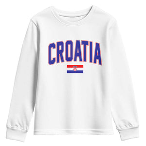 Croatia Flag Youth Sweatshirt Vintage Hrvatska Flag Zagreb Croatian Jersey Retro