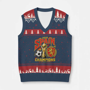 Spain Champions 2026 V-Neck Knit Sweater Vest Spanish Soccer Fan Graphic