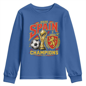 Spain Champions 2026 Youth Sweatshirt Spanish Soccer Fan Graphic