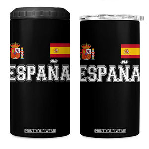 Spain Espana 4 in 1 Can Cooler Tumbler Vintage Spanish Flag Royal Crest Graphic