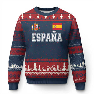 Spain Espana Ugly Christmas Sweater Vintage Spanish Flag Royal Crest Graphic