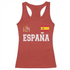Spain Espana Racerback Tank Top Vintage Spanish Flag Royal Crest Graphic