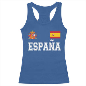 Spain Espana Racerback Tank Top Vintage Spanish Flag Royal Crest Graphic