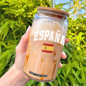 España Vintage Spanish Flag Pride Graphic Glass Can
