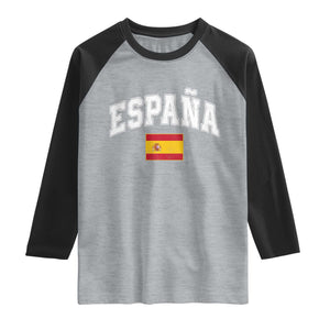 España Vintage Spanish Flag Pride Graphic Raglan Shirt