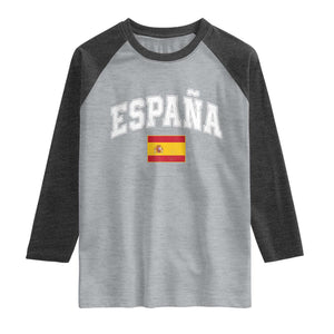España Vintage Spanish Flag Pride Graphic Raglan Shirt