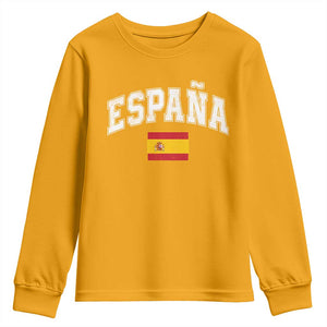 España Vintage Spanish Flag Pride Graphic Youth Sweatshirt