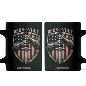 Catholic Knight Templar Crusader Coffee Mug Rertro Deus Vult American Flag