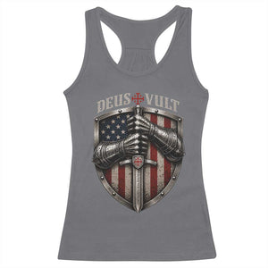 Catholic Knight Templar Crusader Racerback Tank Top Rertro Deus Vult American Flag