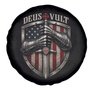 Catholic Knight Templar Crusader Spare Tire Cover Rertro Deus Vult American Flag