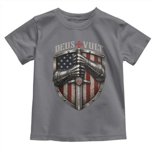 Catholic Knight Templar Crusader Toddler T Shirt Rertro Deus Vult American Flag