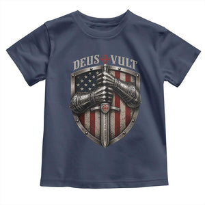 Catholic Knight Templar Crusader Toddler T Shirt Rertro Deus Vult American Flag
