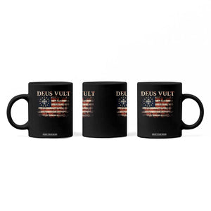 Catholic Knight Templar Crusader Cross Coffee Mug Vintage American Flag
