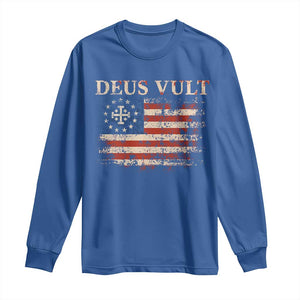 Catholic Knight Templar Crusader Cross Long Sleeve Shirt Vintage American Flag