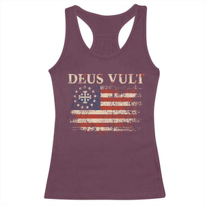 Catholic Knight Templar Crusader Cross Racerback Tank Top Vintage American Flag