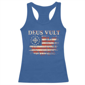 Catholic Knight Templar Crusader Cross Racerback Tank Top Vintage American Flag