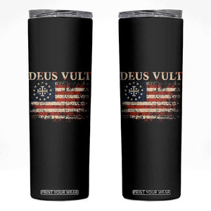 Catholic Knight Templar Crusader Cross Skinny Tumbler Vintage American Flag