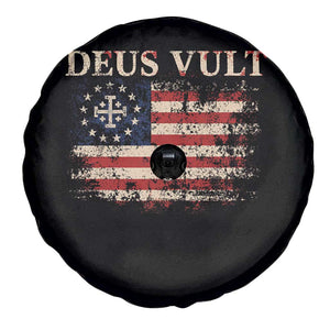 Catholic Knight Templar Crusader Cross Spare Tire Cover Vintage American Flag