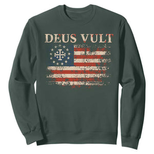 Catholic Knight Templar Crusader Cross Sweatshirt Vintage American Flag
