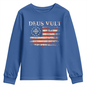 Catholic Knight Templar Crusader Cross Youth Sweatshirt Vintage American Flag