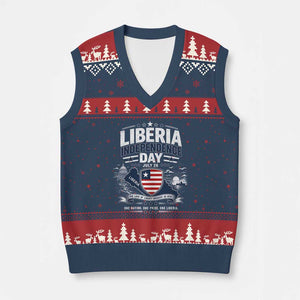 Liberia Independence Day July 26 Patriotic Pride V-Neck Knit Sweater Vest