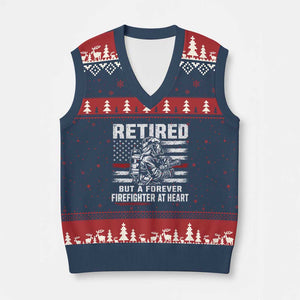 Retired Firefighter V-Neck Knit Sweater Vest Fireman Pride 911 Rescue Retirement Gift