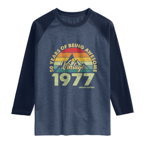 50th Birthday Raglan Shirt Vintage 1977 Limited Edition 50 Year Old Gift