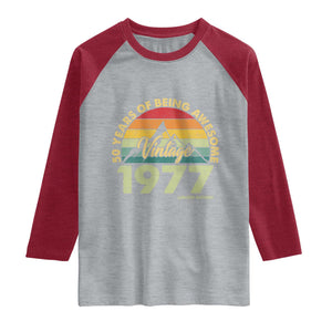 50th Birthday Raglan Shirt Vintage 1977 Limited Edition 50 Year Old Gift
