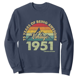 75th Birthday Sweatshirt Vintage 1951 Limited Edition 75 Year Old Gift