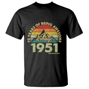 75th Birthday T Shirt Vintage 1951 Limited Edition 75 Year Old Gift