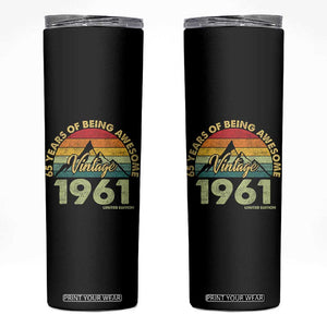 65th Birthday Skinny Tumbler Vintage 1961 Limited Edition 65 Year Old Gift