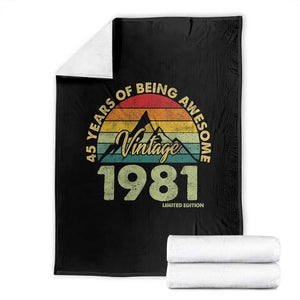 45th Birthday Throw Blanket Vintage 1981 Limited Edition 45 Year Old Gift