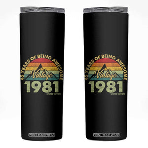 45th Birthday Skinny Tumbler Vintage 1981 Limited Edition 45 Year Old Gift