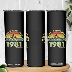 45th Birthday Skinny Tumbler Vintage 1981 Limited Edition 45 Year Old Gift