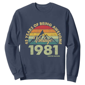 45th Birthday Sweatshirt Vintage 1981 Limited Edition 45 Year Old Gift