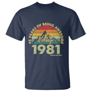 45th Birthday T Shirt Vintage 1981 Limited Edition 45 Year Old Gift