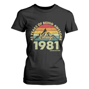 45th Birthday T Shirt For Women Vintage 1981 Limited Edition 45 Year Old Gift