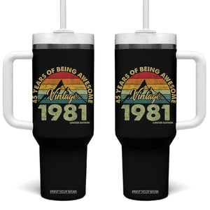 45th Birthday Tumbler With Handle Vintage 1981 Limited Edition 45 Year Old Gift