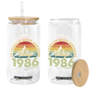 40th Birthday Glass Can Vintage 1986 Limited Edition 40 Year Old Gift