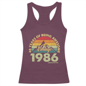 40th Birthday Racerback Tank Top Vintage 1986 Limited Edition 40 Year Old Gift