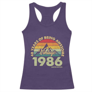 40th Birthday Racerback Tank Top Vintage 1986 Limited Edition 40 Year Old Gift