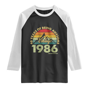 40th Birthday Raglan Shirt Vintage 1986 Limited Edition 40 Year Old Gift