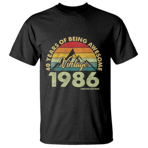 40th Birthday T Shirt Vintage 1986 Limited Edition 40 Year Old Gift