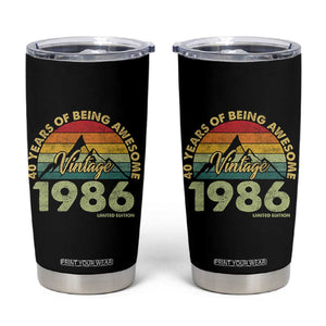 40th Birthday Tumbler Cup Vintage 1986 Limited Edition 40 Year Old Gift