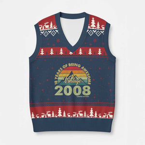 18th Birthday V-Neck Knit Sweater Vest Vintage 2008 Limited Edition 18 Year Old Gift