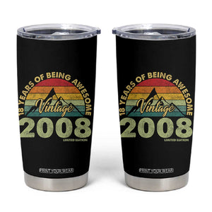 18th Birthday Tumbler Cup Vintage 2008 Limited Edition 18 Year Old Gift