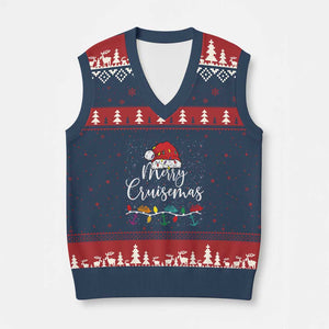 Merry Cruisemas V-Neck Knit Sweater Vest Family Xmas Cruise Holiday Trip TS10 Navy Red Print Your Wear