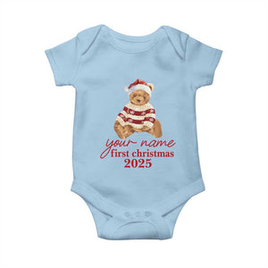 Personalised My First Christmas Baby Onesie Custom Name Newborn Baby 1st Xmas TS10 Light Blue Print Your Wear
