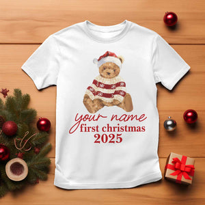 Personalised My First Christmas T Shirt Custom Name Newborn Baby 1st Xmas TS10 White Print Your Wear